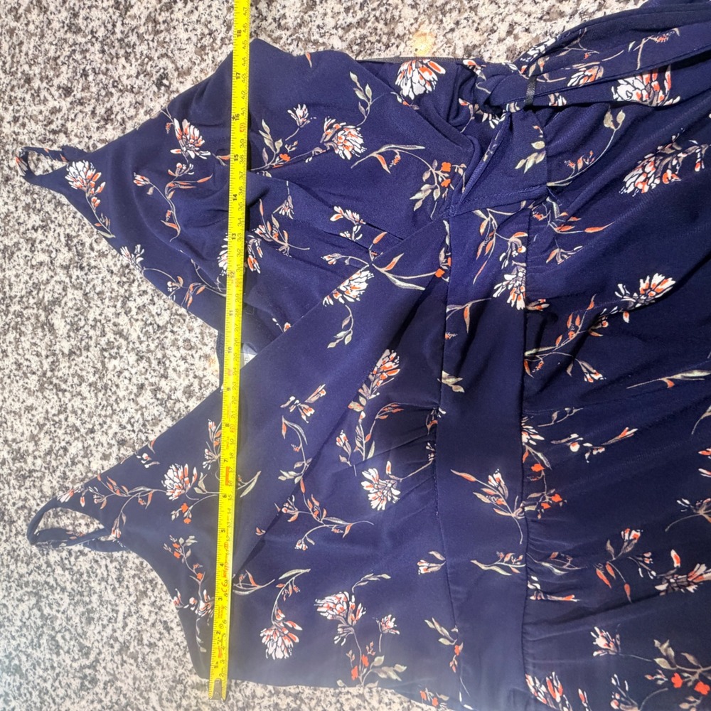 Kaileigh Floral Surplice Jumpsuit Womens XL Navy Blue‎ Stretch Flowy Cottagecore - Picture 4 of 9